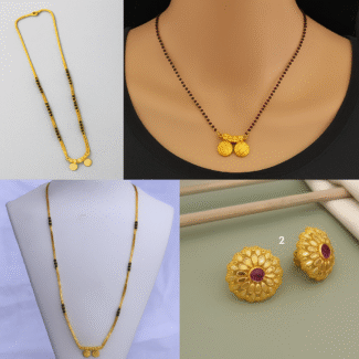Traditional Gold-Tone Mangalsutra & Earrings Set