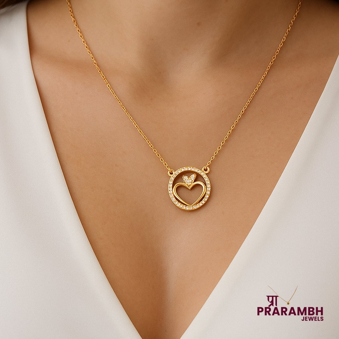 Rose Gold Circle Heart Pendant