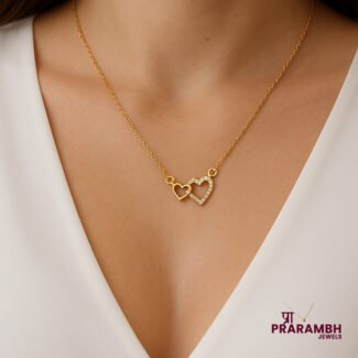 Rose Gold Mix Two Heart Pendant