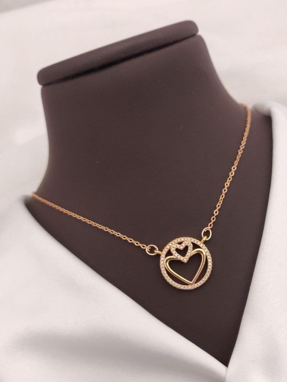 Rose Gold Circle Heart Pendant